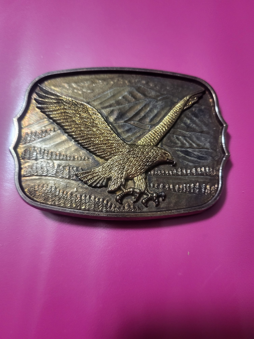 Vintage American Eagle Belt Buckle Gold Tone Wildlife Patriotic Western
